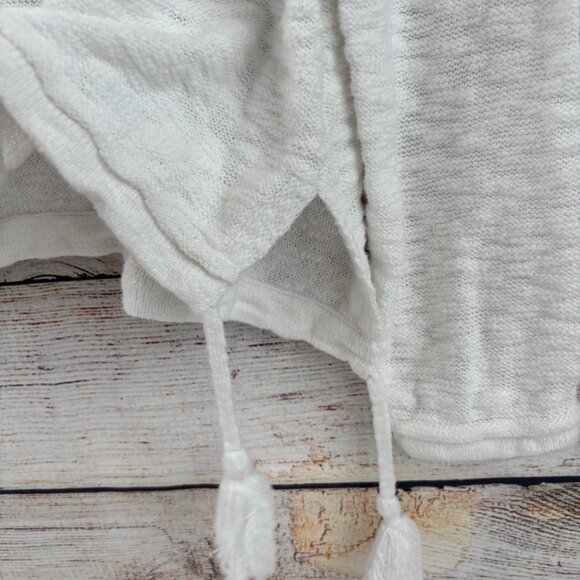 Lilly Pulitzer Jody Sweater Lightweight Textured Tassels White Large - Picture 4 of 11